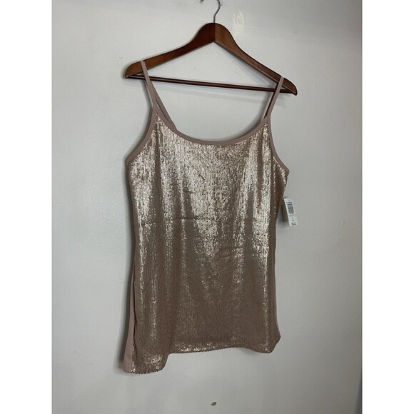 Torrid Women's XL Champagne Sequin Spaghetti Strap Tank Top NEW - Picture 2 of 6